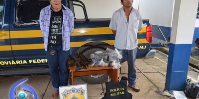 Ji-Paraná – PRF e PM prendem dois homens com 01 submetralhadora, 01 fuzil e mais de 10 kg de pasta base