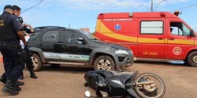 Rolim de Moura –  Acidente  de trânsito envolvendo carro e moto no centro da cidade