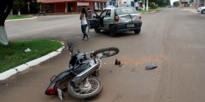 Rolim de Moura –  Motociclista fica ferido após bater na traseira de automóvel