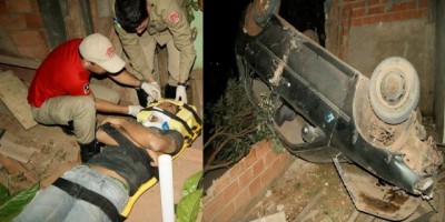 Rolim de Moura -   Condutor em alta velocidade capota veículo no bairro Cidade Alta ; Uma pessoa ficou ferida