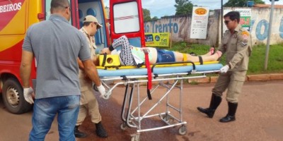 Rolim de Moura –  Acidente de trânsito envolvendo moto e carro deixa uma mulher ferida
