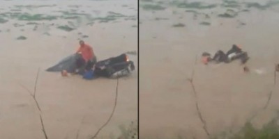POLICIAL SALVA HOMEM QUE CAIU NO RIO MADEIRA COM CAMIONETE; Veja Vídeo