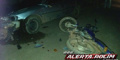 Rolim de Moura – Motociclista embriagado colide frontalmente em carro estacionado