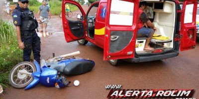 Rolim de Moura – Colisão entre duas motocicletas no bairro Cidade Alta deixa duas pessoas feridas