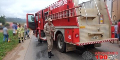 Ariquemes - Carreta carregada de sabão sofre princípio de incêndio após problema com freio
