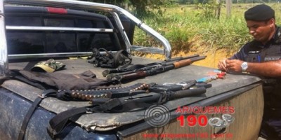 Buritis - Em belíssimo trabalho Polícia Militar apreende armas de grosso calibre prende quadrilha na área rural