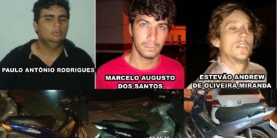 Nova Estrela – 03 homens foram presos em flagrante pela PM com 03 motos furtadas no município de Cacoal