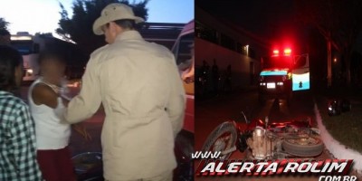 Rolim de Moura - Acidente entre Caminhão e motocicleta deixa duas mulheres feridas