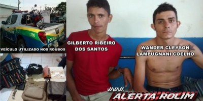 Rolim de Moura - Dupla de bandidos responsáveis por vários roubos na cidade são presos pela Polícia Militar