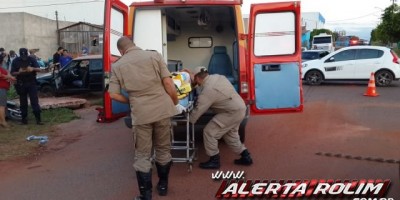 Rolim de Moura -  Mãe e filha ficam feridas em acidente de trânsito envolvendo carro e moto