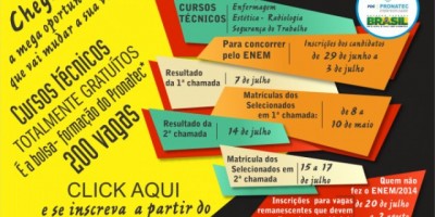 UTILIDADE PÚBLICA - Pronatec libera 200 vagas pelo centro de Educação Profissional Delta