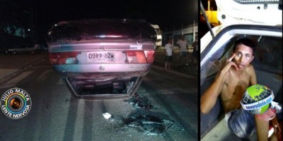 Porto Velho - Assaltantes capotam veículo durante fuga e se escondem em matagal; Um suspeito foi preso e dois fugiram