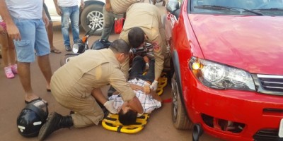 Rolim de Moura -  Veículo avança preferencial e ocasiona acidente, Um motociclista ficou ferido