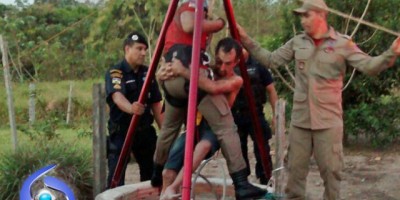 Cacoal – Corpo de Bombeiros resgata homem que se jogou em poço de 15 metros de profundidade