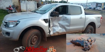Alta Floresta - Colisão entre caminhonete e moto no bairro redondo, resulta em uma pessoa gravemente ferida