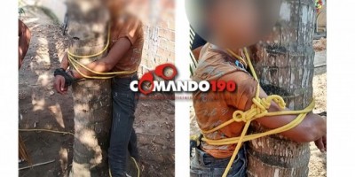 Ji-Paraná - Adolescente é amarrado em árvore e surrado logo após furtar residência