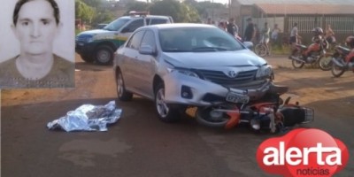 Ariquemes - Idosa morre em colisão entre carro e moto no Setor Jardim Jorge Teixeira
