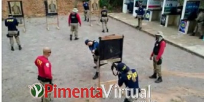 Policiais Militares de Pimenta Bueno participam da instrução de tiro com a PRF