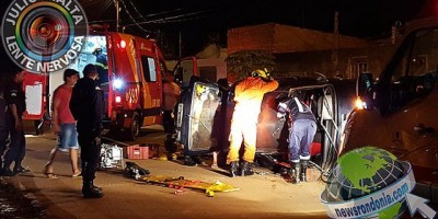 Acidente com capotamento deixa duas vítimas presas nas ferragens em Porto Velho