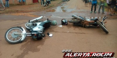 Rolim de Moura – Acidente entre duas motos resulta em 4 vítimas 
