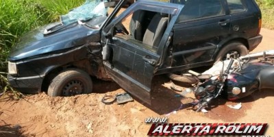 Nova Estrela -  Colisão entre carro e moto na linha 204 resulta em uma pessoa ferida 