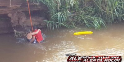Rolim de Moura -  Mulher cai dentro do rio Anta e é resgatada pelos bombeiros - Vídeo