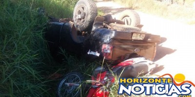 Migrantinópolis - Caminhonete capota na linha 144