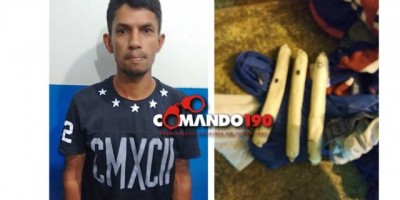 Cacoal - Polícia Militar prende ex-presidiário transportando 01 Kg de Cocaína e 03 bananas de dinamite