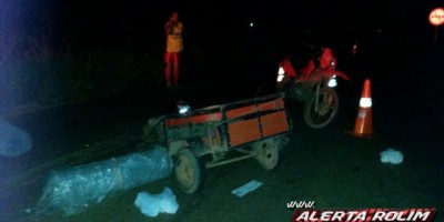 Rolim de Moura -  Carretinha se desprende de moto e ocasiona acidente na linha 176