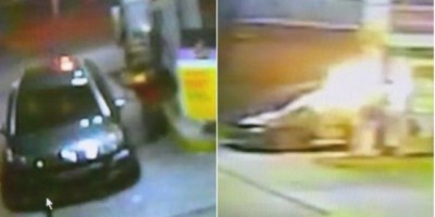 Rio de Janeiro - Frentista reage a assalto e joga álcool em ladrão, que pega fogo ao atirar (Vídeo)