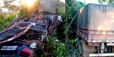 Dois homens morrem na BR-364 em acidente envolvendo Fiat Strada e carreta