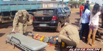 Rolim de Moura -  Acidente de trânsito no cruzamento da Avenida 25 de Agosto com Rua Urupá deixa uma pessoa ferida