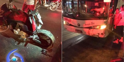 Ji-Paraná – Motocicleta é parcialmente destruída ao ser colidida na traseira por ônibus