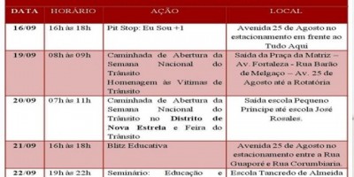 Rolim de Moura - Cronograma da Semana Nacional do Trânsito 2016