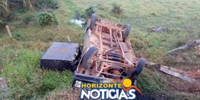 Migrantinópolis -  Morador de Rolim de Moura perde controle de caminhonete e sofre capotamento em Zona Rural