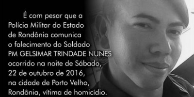 Nota de pesar: falecimento do policial militar Gelsimar Trindade Nunes