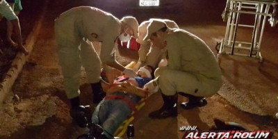 Rolim de Moura -  Acidente de trânsito no Bairro Olímpico deixa motociclista ferido