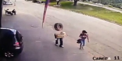 Brasil - Homem é atingido na cabeça por pneu e segue internado - Vídeo