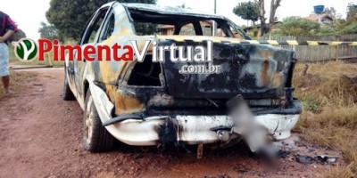 Confusão e bebedeira termina com disparos de arma de fogo e carro incendiado em Pimenta Bueno
