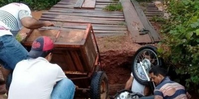 Nova Brasilândia - Pecuarista cai dentro de buraco em cabeceira de ponte na linha 21