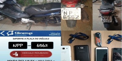 Rolim de Moura – Moto roubada é recuperada pela PM e aparelhos celulares sem procedência são apreendidos