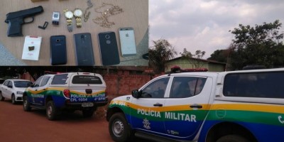 Rolim de Moura – Três suspeitos foram apreendidos pela PM com aparelhos celulares furtados, droga e simulacro de ama de fogo