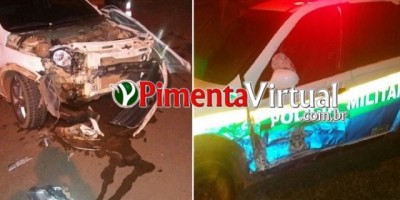 Carro avança preferencial e atinge viatura da PM em Pimenta Bueno