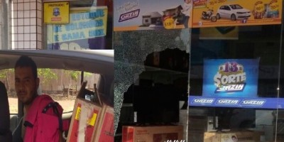 Rolim de Moura -  Indivíduo arromba e furta duas TVs da Loja Gazin, mas poucas horas depois acaba preso pela PM - Vídeo  