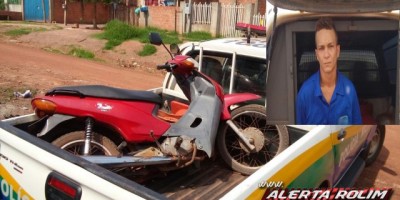 Rolim de Moura -  Guarnição de Rádio Patrulha recupera  moto roubada e conduz um suspeito à UNISP