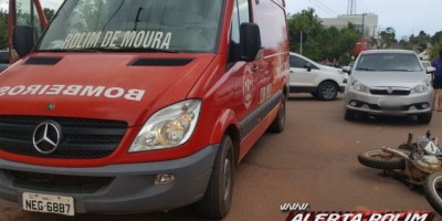 Rolim de Moura -  Acidente de trânsito envolvendo carro e moto resulta em dois feridos 