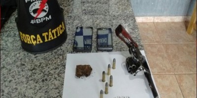 Pimenta Bueno – Suspeito é preso pela PM com arma de fogo, munições e droga