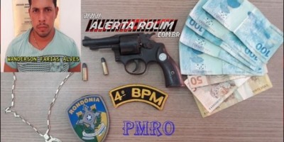 Nova Brasilândia – Homem é preso pela PM por porte ilegal de arma de fogo num Bar, durante Missão Paz no Campo