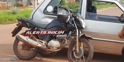 Rolim de Moura  - Carro e moto colidem no Bairro Planalto 