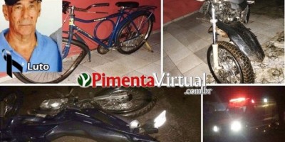 Idoso de 70 anos morre e jovem fica ferido após colisão entre moto e bicicleta,  em Pimenta Bueno